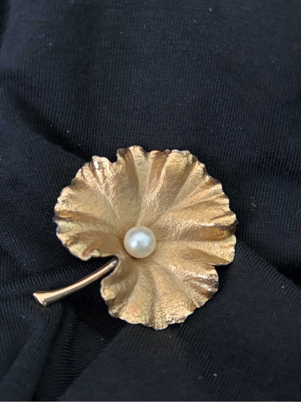Gold Floral Pearl Brooch - Women's Jewelry